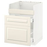 METOD base cb f HAVSEN snk/3 frnts/2 drws, white/Bodbyn off-white, 60x60 cm