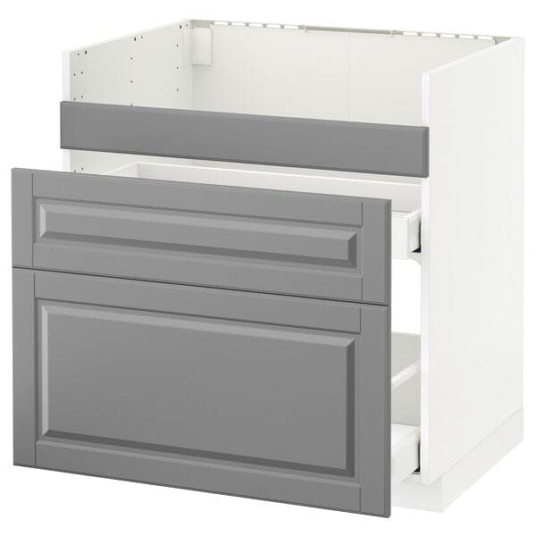 Ikea METOD - Base cb f HAVSEN snk/3 frnts/2 drws, white/Bodbyn grey, 80x60 cm