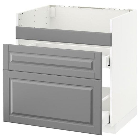 Ikea METOD - Base cb f HAVSEN snk/3 frnts/2 drws, white/Bodbyn grey, 80x60 cm