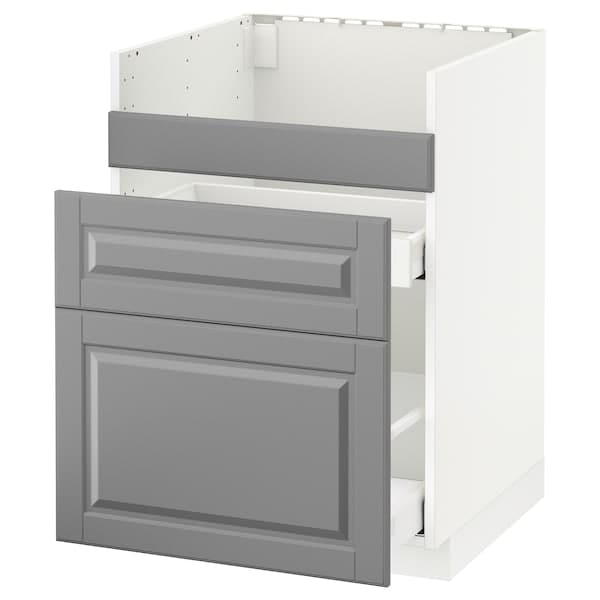 Ikea METOD - Base cb f HAVSEN snk/3 frnts/2 drws, white/Bodbyn grey, 60x60 cm