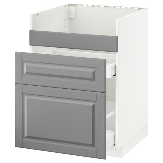 Ikea METOD - Base cb f HAVSEN snk/3 frnts/2 drws, white/Bodbyn grey, 60x60 cm