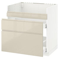 METOD - Base cb f HAVSEN snk/3 frnts/2 drws, white Maximera/Voxtorp high-gloss light beige, 80x60 cm - best price from Maltashopper.com 99280563