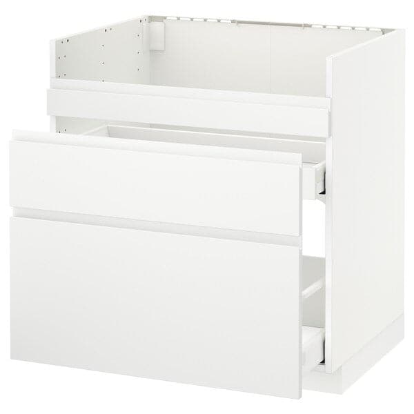 METOD - Base cb f HAVSEN snk/3 frnts/2 drws, white Maximera/Voxtorp matt white , 80x60 cm