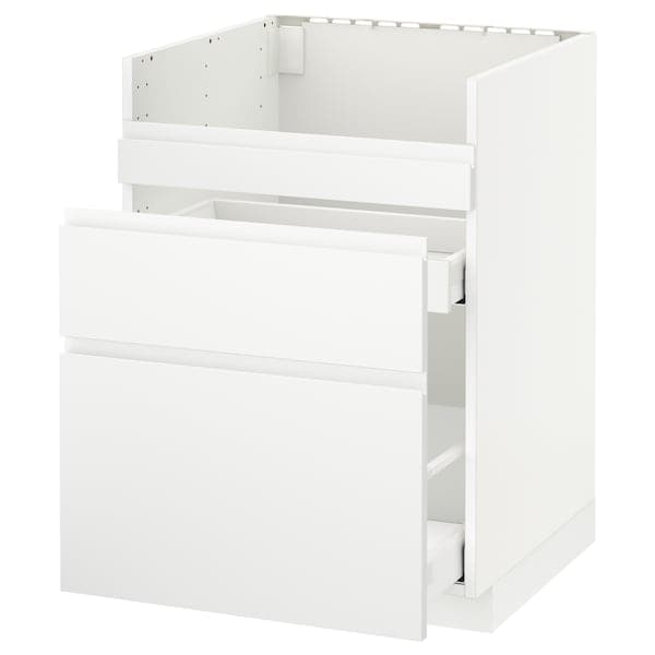 Ikea METOD - Base cb f HAVSEN snk/3 frnts/2 drws, white Maximera/Voxtorp matt white , 60x60 cm
