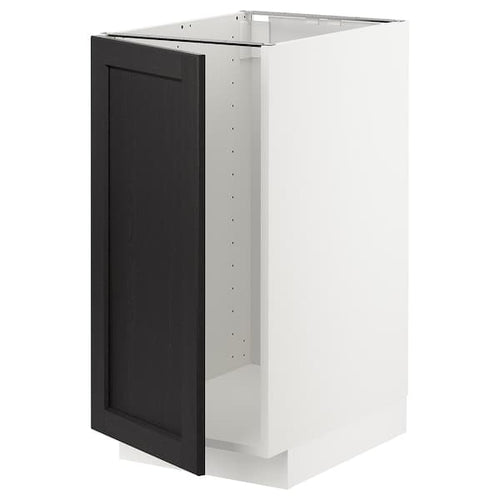METOD - Base cab f sink/waste sorting, white/Lerhyttan black stained ,