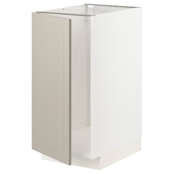 METOD - Base cab f sink/waste sorting, white/Stensund beige, 40x60 cm