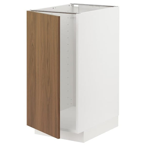 METOD - Base cab f sink/waste sorting, white/Tistorp brown walnut effect, 40x60 cm