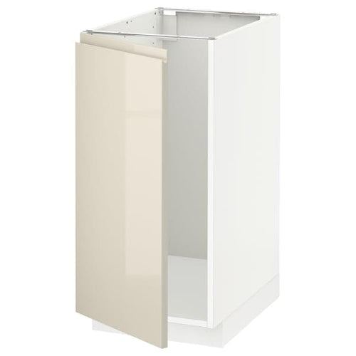 METOD - Base cab f sink/waste sorting, white/Voxtorp high-gloss light beige, 40x60 cm