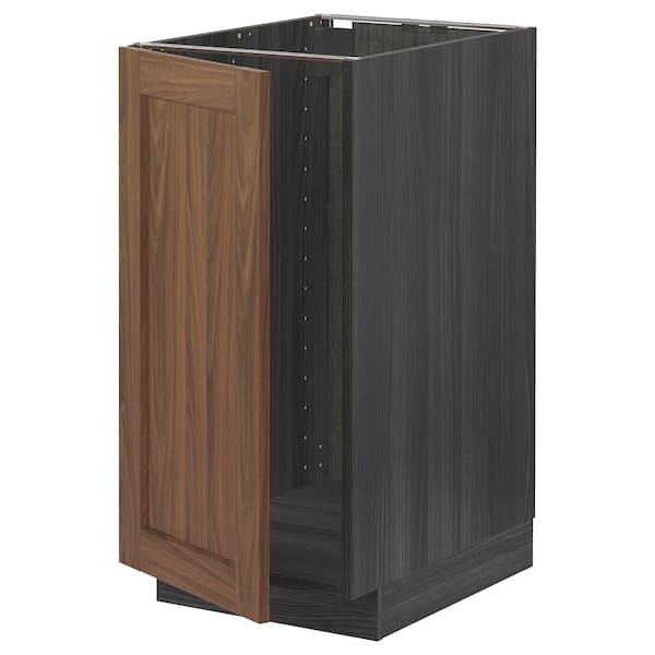 Ikea METOD - Base cab f sink/waste sorting, black Enköping/brown walnut effect, 40x60 cm