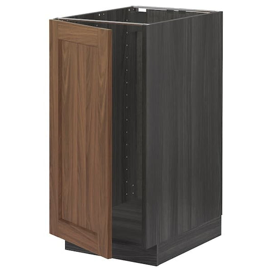Ikea METOD - Base cab f sink/waste sorting, black Enköping/brown walnut effect, 40x60 cm