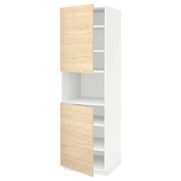 Ikea METOD - High cab f micro w 2 doors/shelves, white/Askersund light ash effect, 60x60x200 cm