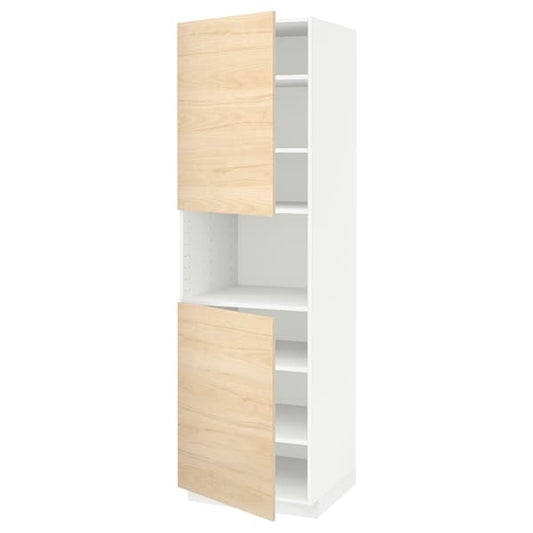 Ikea METOD - High cab f micro w 2 doors/shelves, white/Askersund light ash effect, 60x60x200 cm