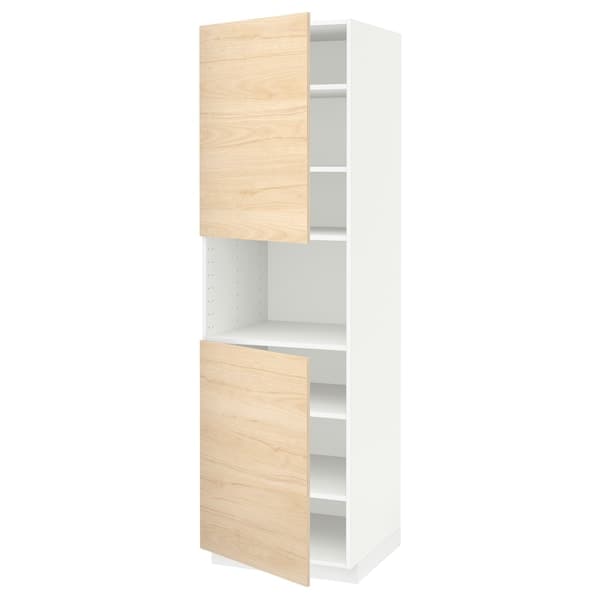 METOD - High cab f micro w 2 doors/shelves, white/Askersund light ash effect, 60x60x200 cm