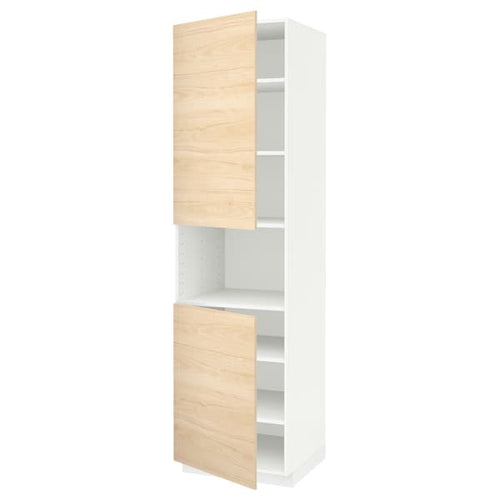 METOD - High cab f micro w 2 doors/shelves, white/Askersund light ash effect, 60x60x220 cm