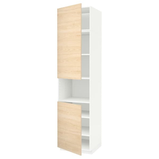 Ikea METOD - High cab f micro w 2 doors/shelves, white/Askersund light ash effect, 60x60x240 cm