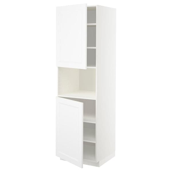 Ikea METOD - High cab f micro w 2 doors/shelves, white/Axstad matt white, 60x60x200 cm