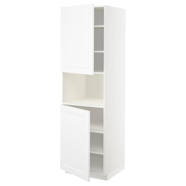 METOD - High cab f micro w 2 doors/shelves, white/Axstad matt white, 60x60x200 cm