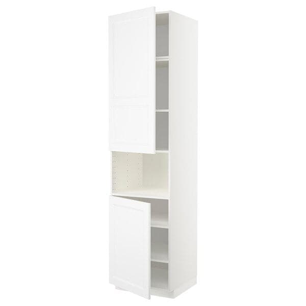 METOD - High cab f micro w 2 doors/shelves, white/Axstad matt white, 60x60x240 cm