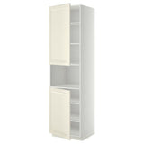 METOD high cab f micro w 2 doors/shelves, white/Bodbyn off-white, 60x60x220 cm