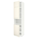METOD high cab f micro w 2 doors/shelves, white/Bodbyn off-white, 60x60x240 cm