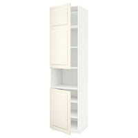 METOD - High cab f micro w 2 doors/shelves, white/Bodbyn off-white , 60x60x240 cm - best price from Maltashopper.com 69456648