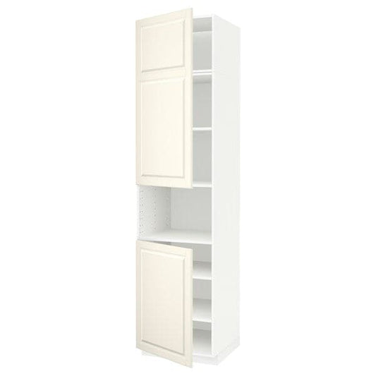 Ikea METOD - High cab f micro w 2 doors/shelves, white/Bodbyn off-white , 60x60x240 cm
