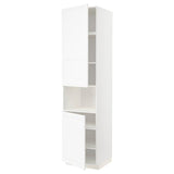 METOD high cab f micro w 2 doors/shelves, white Enköping/white wood effect, 60x60x240 cm