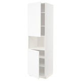 METOD high cab f micro w 2 doors/shelves, white Enköping/white wood effect, 60x60x220 cm