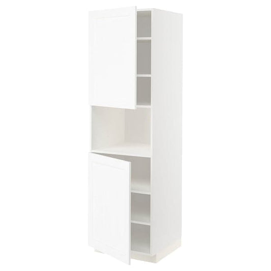 Ikea METOD - High cab f micro w 2 doors/shelves, white Enköping/white wood effect, 60x60x200 cm
