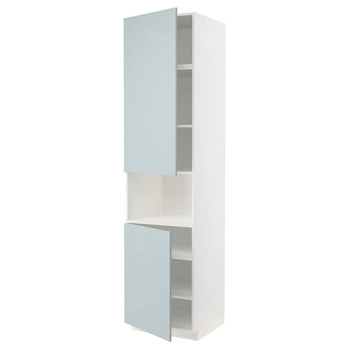 METOD high cab f micro w 2 doors/shelves, white/Kallarp light grey-blue, 60.0x240.0x60.0 cm
