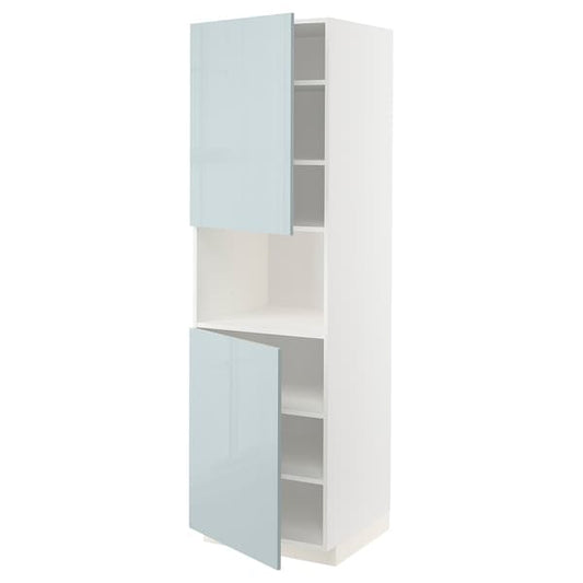Ikea METOD - High cab f micro w 2 doors/shelves, white/Kallarp light grey-blue, 60x60x200 cm