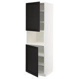 METOD high cab f micro w 2 doors/shelves, white/Lerhyttan black stained, 60x60x200 cm