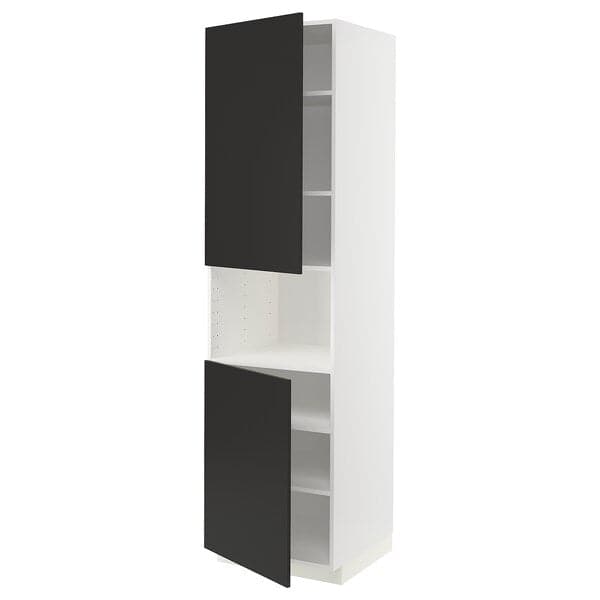 Ikea METOD - High cab f micro w 2 doors/shelves, white/Nickebo matt anthracite , 60x60x220 cm