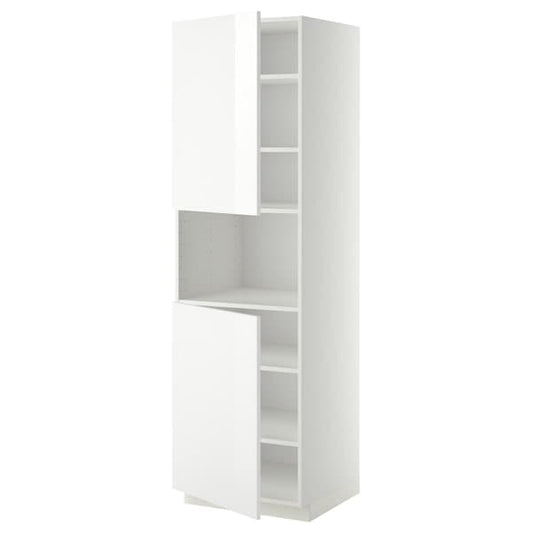 Ikea METOD - High cab f micro w 2 doors/shelves, white/Ringhult white, 60x60x200 cm