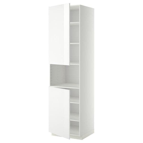 Ikea METOD - High cab f micro w 2 doors/shelves, white/Ringhult white, 60x60x220 cm