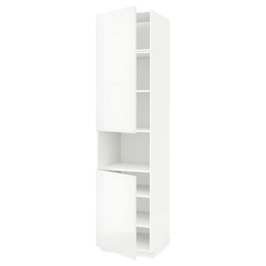 Ikea METOD - High cab f micro w 2 doors/shelves, white/Ringhult white, 60x60x240 cm