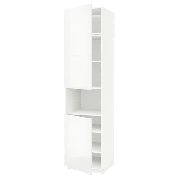 METOD - High cab f micro w 2 doors/shelves, white/Ringhult white, 60x60x240 cm