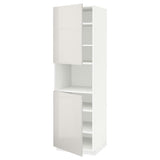 METOD high cab f micro w 2 doors/shelves, white/Ringhult light grey, 60x60x200 cm