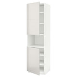 METOD high cab f micro w 2 doors/shelves, white/Ringhult light grey, 60x60x220 cm