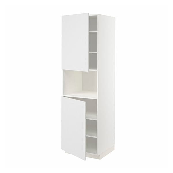 METOD - High cab f micro w 2 doors/shelves, white/Stensund white, 60x60x200 cm