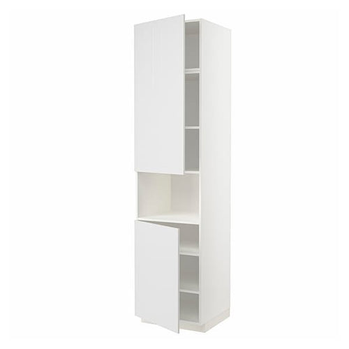 METOD high cab f micro w 2 doors/shelves, white/Stensund white, 60x60x240 cm