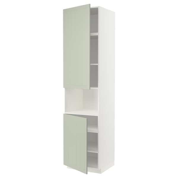 METOD - High cab f micro w 2 doors/shelves, white/Stensund light green, 60x60x240 cm - best price from Maltashopper.com 19487096