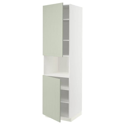 METOD high cab f micro w 2 doors/shelves, white/Stensund light green, 60x60x220 cm