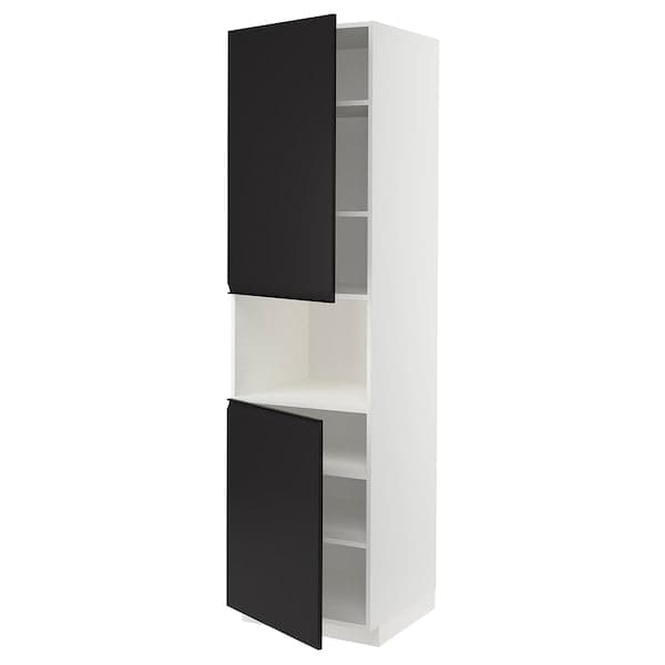 METOD - High cab f micro w 2 doors/shelves, white/Upplöv matt anthracite , 60x60x220 cm - best price from Maltashopper.com 79493706