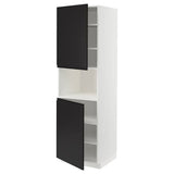 METOD high cab f micro w 2 doors/shelves, white/Upplöv matt anthracite, 60x60x200 cm