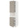 METOD high cab f micro w 2 doors/shelves, white/Upplöv matt dark beige, 60x60x220 cm