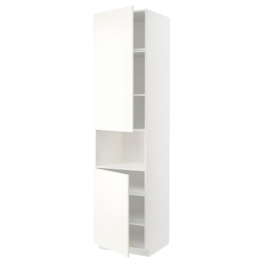 Ikea METOD - High cab f micro w 2 doors/shelves, white/Vallstena white, 60x60x240 cm