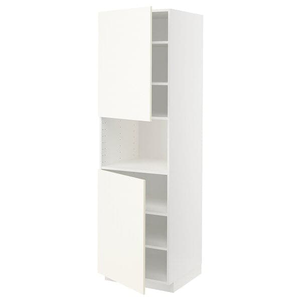Ikea METOD - High cab f micro w 2 doors/shelves, white/Vallstena white, 60x60x200 cm