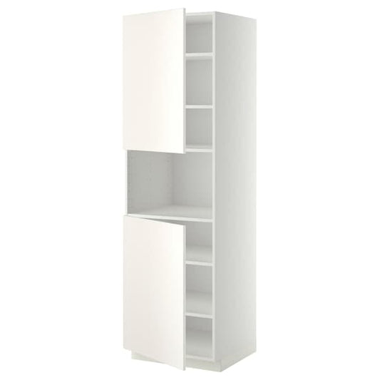 METOD - High cab f micro w 2 doors/shelves, white/Veddinge white, 60x60x200 cm - best price from Maltashopper.com 39467808