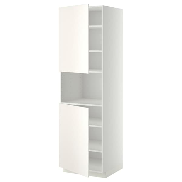 METOD - High cab f micro w 2 doors/shelves, white/Veddinge white, 60x60x200 cm